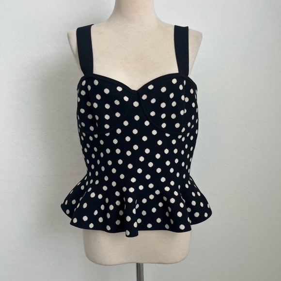 Express Black and White Polka Dot Peplum Camisole - Picture 3 of 8